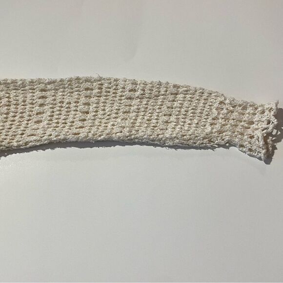 Lucky Brand Cream Mixed Weave Chunky Knit BOHO Pullover V Neck Sweater Size M - Picture 6 of 12